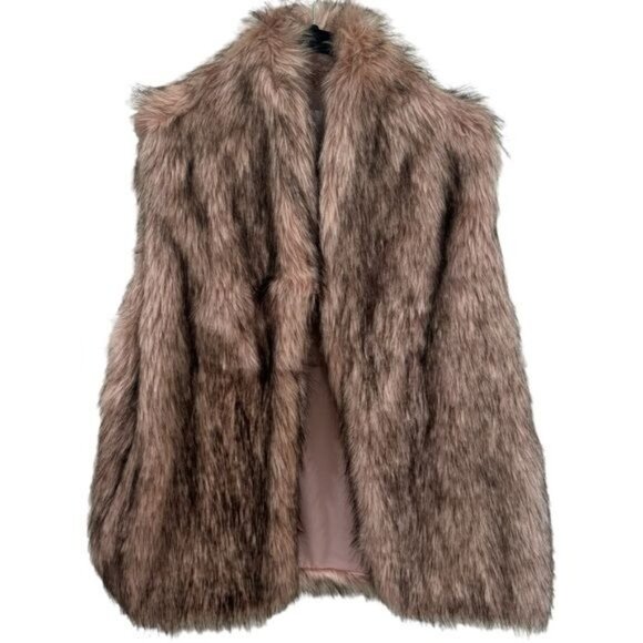 NEW BCBGeneration Open-Front Faux Fur Vest Cabincore Holiday Winter Travel L - Picture 4 of 13